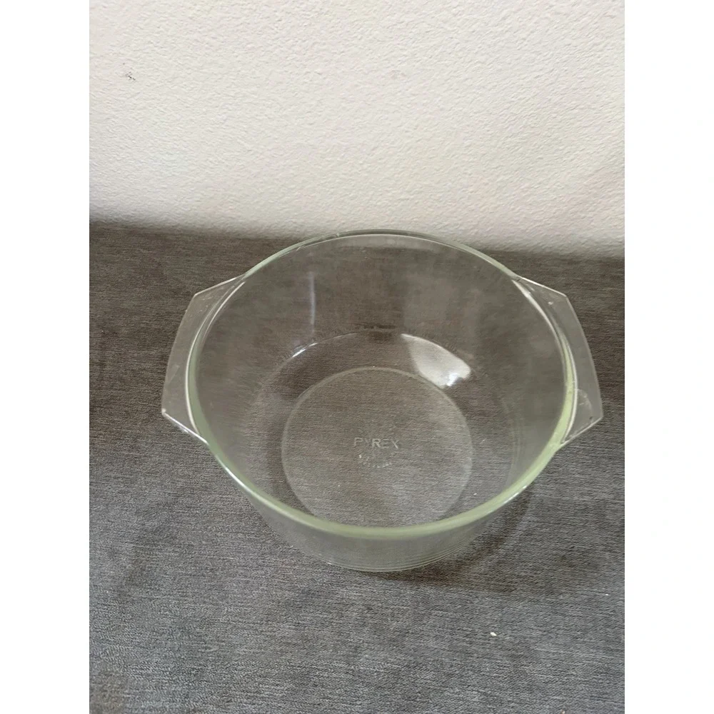 Vintage PYREX Clear Glass # 344 3 Quart MCM Mixing Bowl Straight Sided Handles